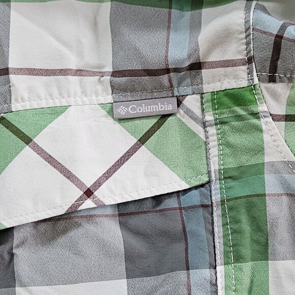 Columbia Shirt Men L Plaid LS Roll Up Tab Pockets Outdoor Sun Protect Vents Mesh - Picture 12 of 16